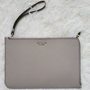 kate spade genuine leather grey wristlet wallet